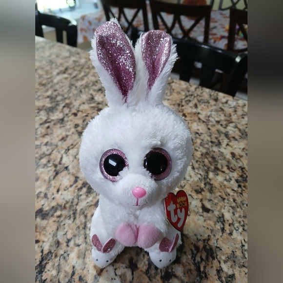 Ty Other - Ty Sparkly Pink and White Bunny Plush